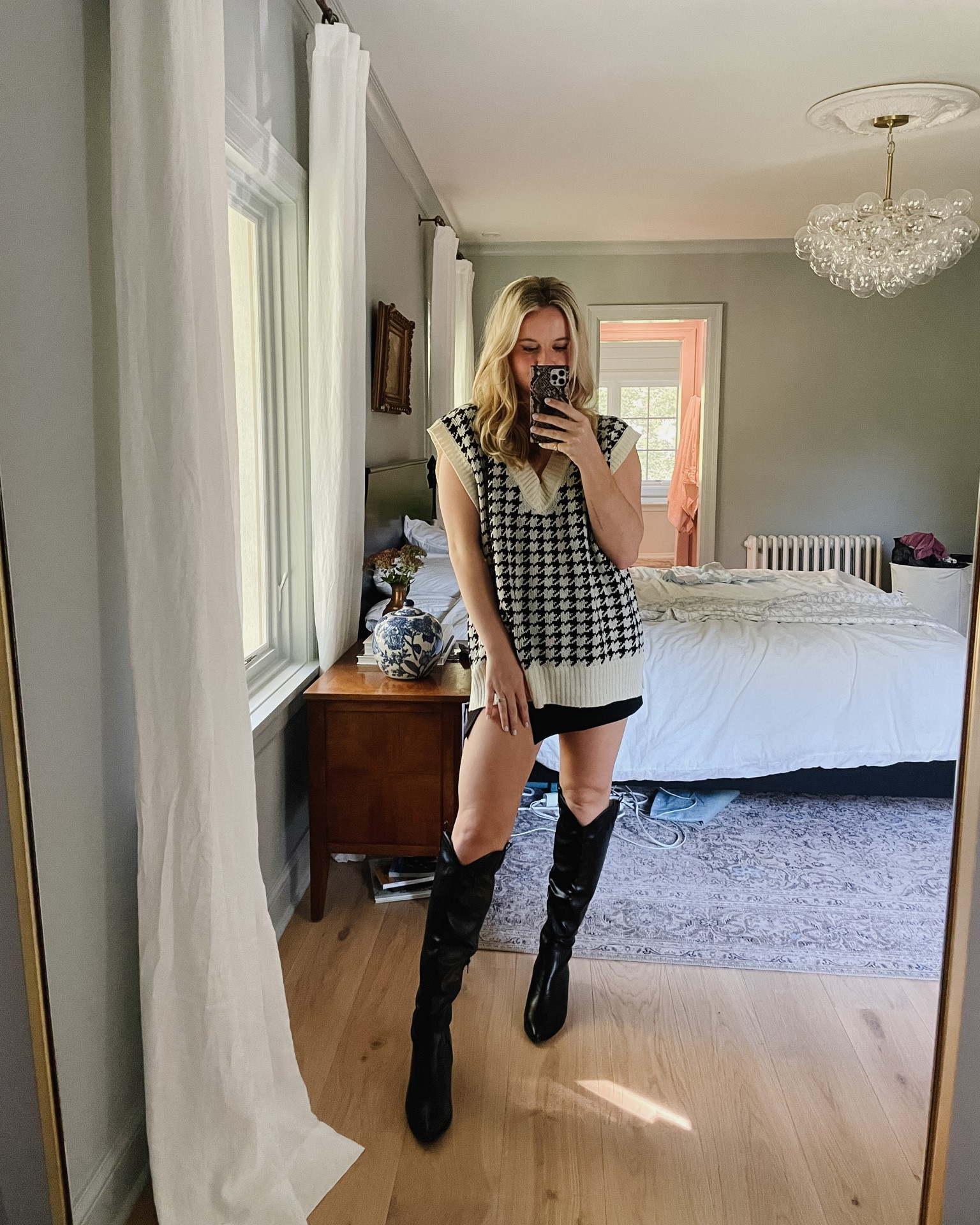 Amazon outfits, amazon finds, houndstooth vest, black skirt, black cowboy boots

#LTKstyletip #LTKhome