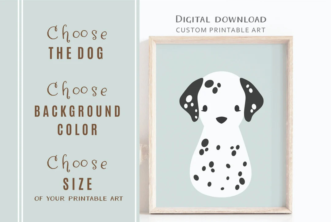 One Dog Printable Wall Art With Custom Color Digital File - Etsy | Etsy (US)