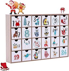 Wooden Advent Calendar with 24 Drawers, 2023 DIY Advent Calendar Box, Reusable Christmas Countdow... | Amazon (US)