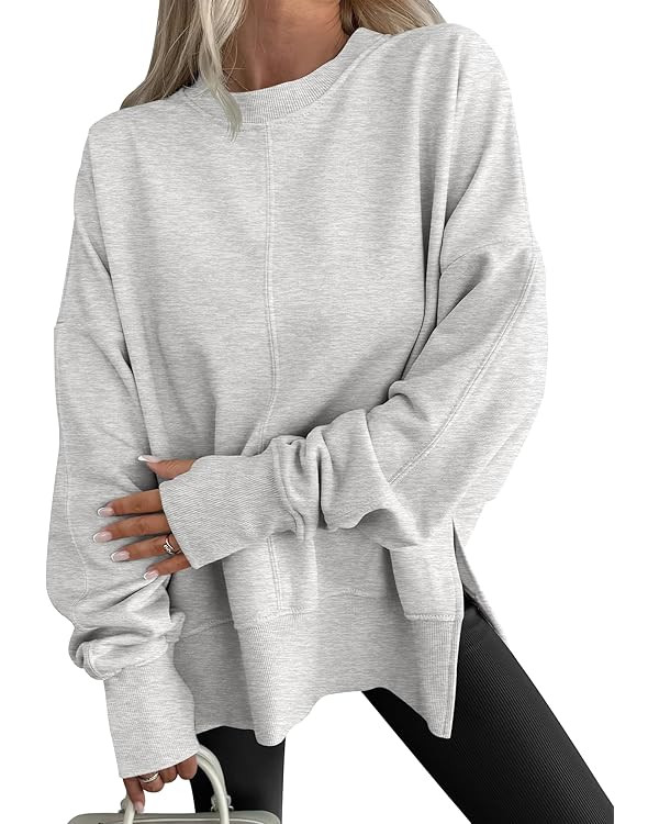 ANRABESS Women Oversized Sweatshirts Thumbhole Long Sleeve Hoodies Shirts 2025 Fall Side Slit Pul... | Amazon (US)