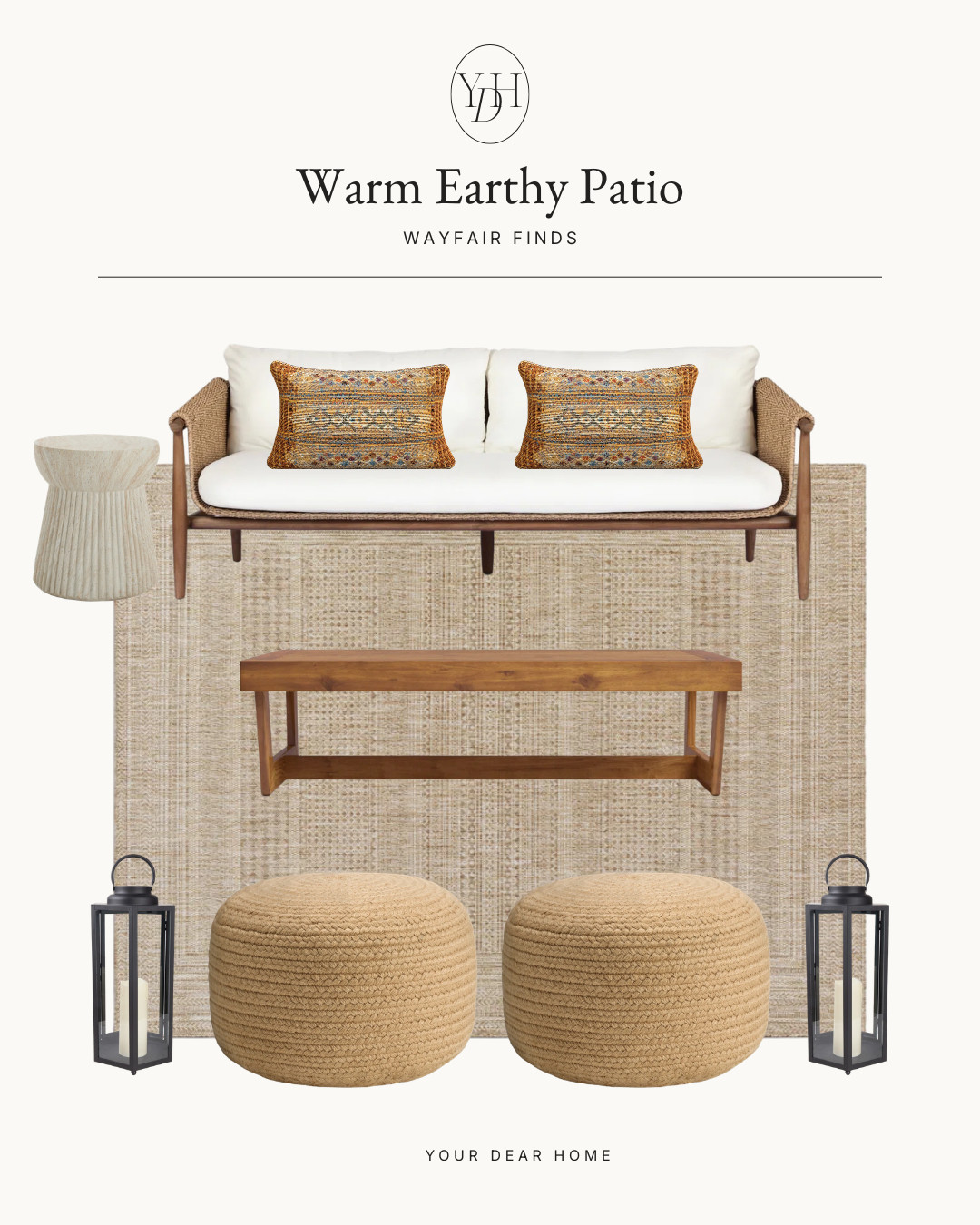 #AD, #WayfairPartner, #Wayfair, @wayfair

Outdoor spaces always feel more designer when they’re layered with warmth and texture instead of just furniture. The woven ottomans, warm wood table and earthy patterned pillows make this patio feel cozy, inviting and timeless! 

 #LTKSeasonal #LTKHome