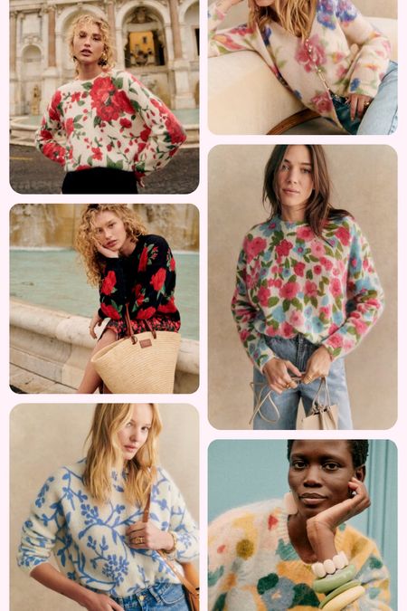 Sezane floral sweaters! I wear an XS in these styles, I think they run roomy.

#LTKSeasonal #LTKstyletip