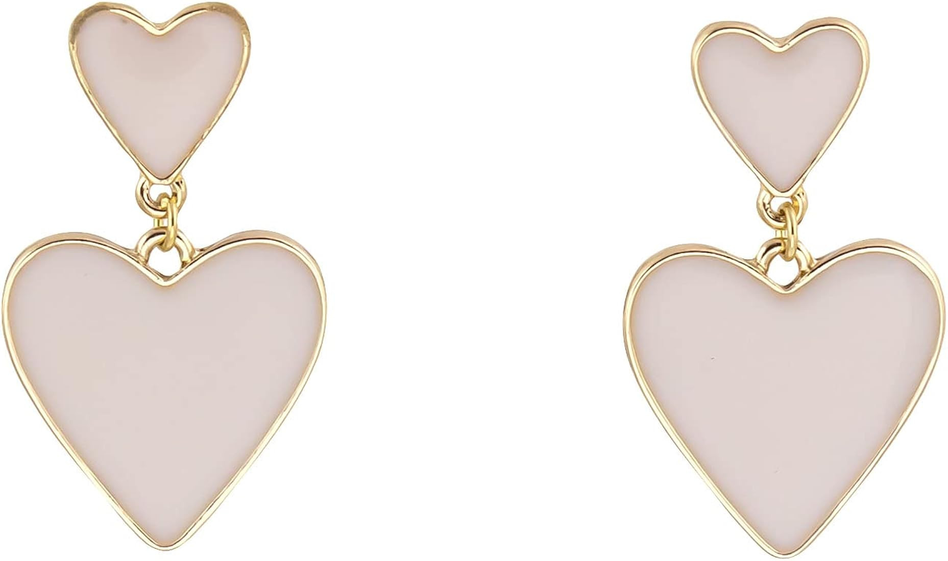 Laura Ashley Womens Jewelry Gold Beige and Pink Enamel Heart Drop Dangle Earrings | Amazon (US)