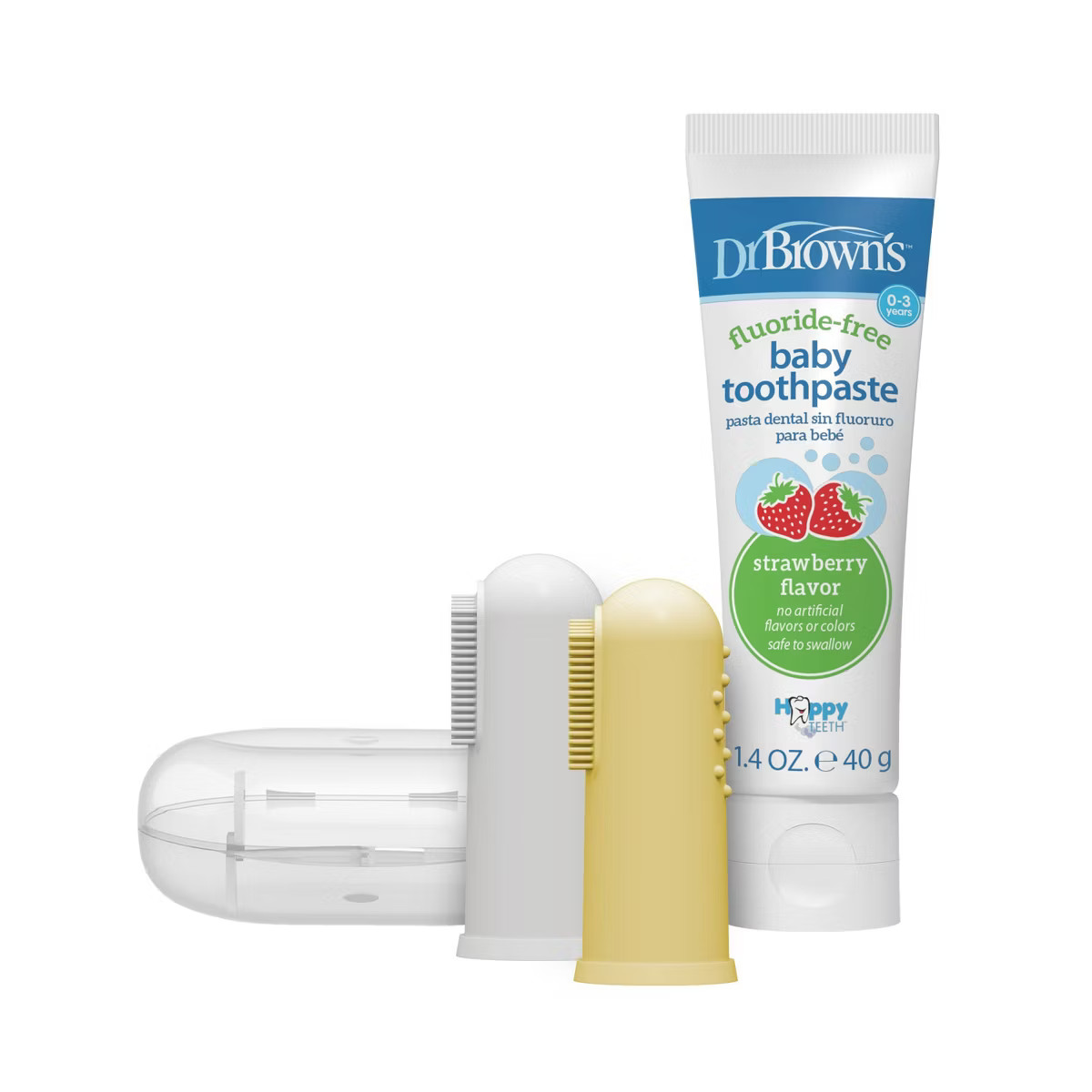 Dr. Brown's 100% Silicone Baby Finger Toothbrush and Fluoride-Free Strawberry Toothpaste Set with... | Target