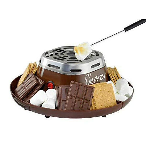 nostalgia indoor electric stainless steel s'mores maker with 4 compartment trays for graham crack... | Walmart (US)