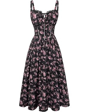 Scarlet Darkness Women 2026 Floral Corset Dress Summer Milkmaid Sundress Wedding Guest Dresses wi... | Amazon (US)