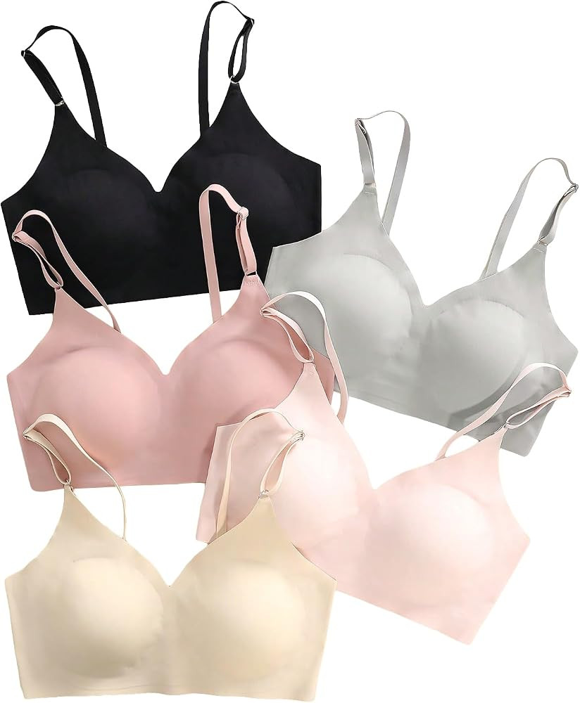 Verdusa Women's 5Pack Padded Seamless Bralettes Bra Camisole Top Everyday Bras | Amazon (US)