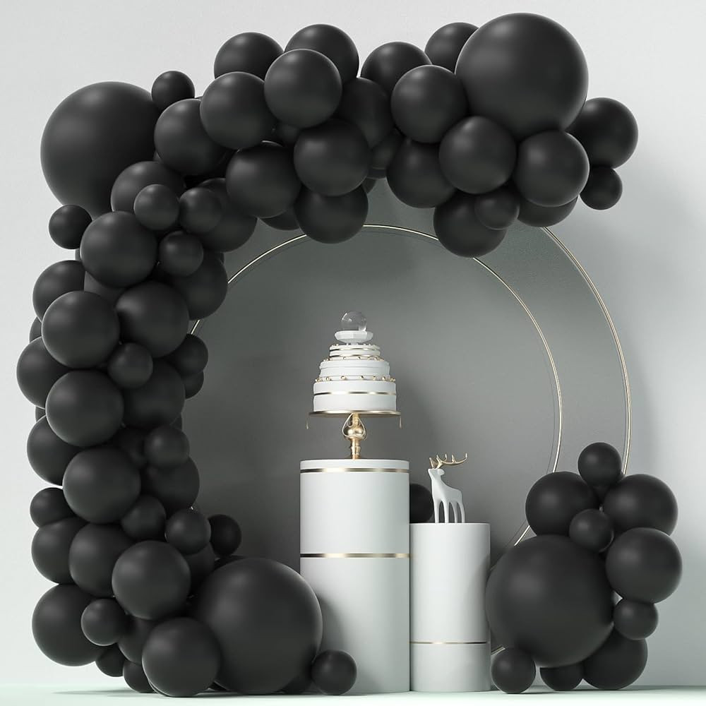 Black Balloons 84 pcs Black Balloons Garland Arch Kit 5 inch +12 inch +18 inch Matte Black Latex ... | Amazon (US)