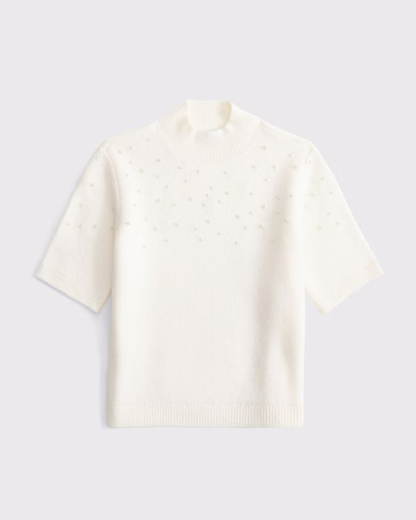 Pearl Embellished Mockneck Sweater Tee | Abercrombie & Fitch (US)