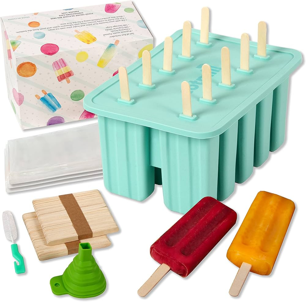 Silicone Popsicle Mold Set -Premium Reusable Home made Ice Pops Tray for Kids Food Grade Silicone... | Amazon (US)