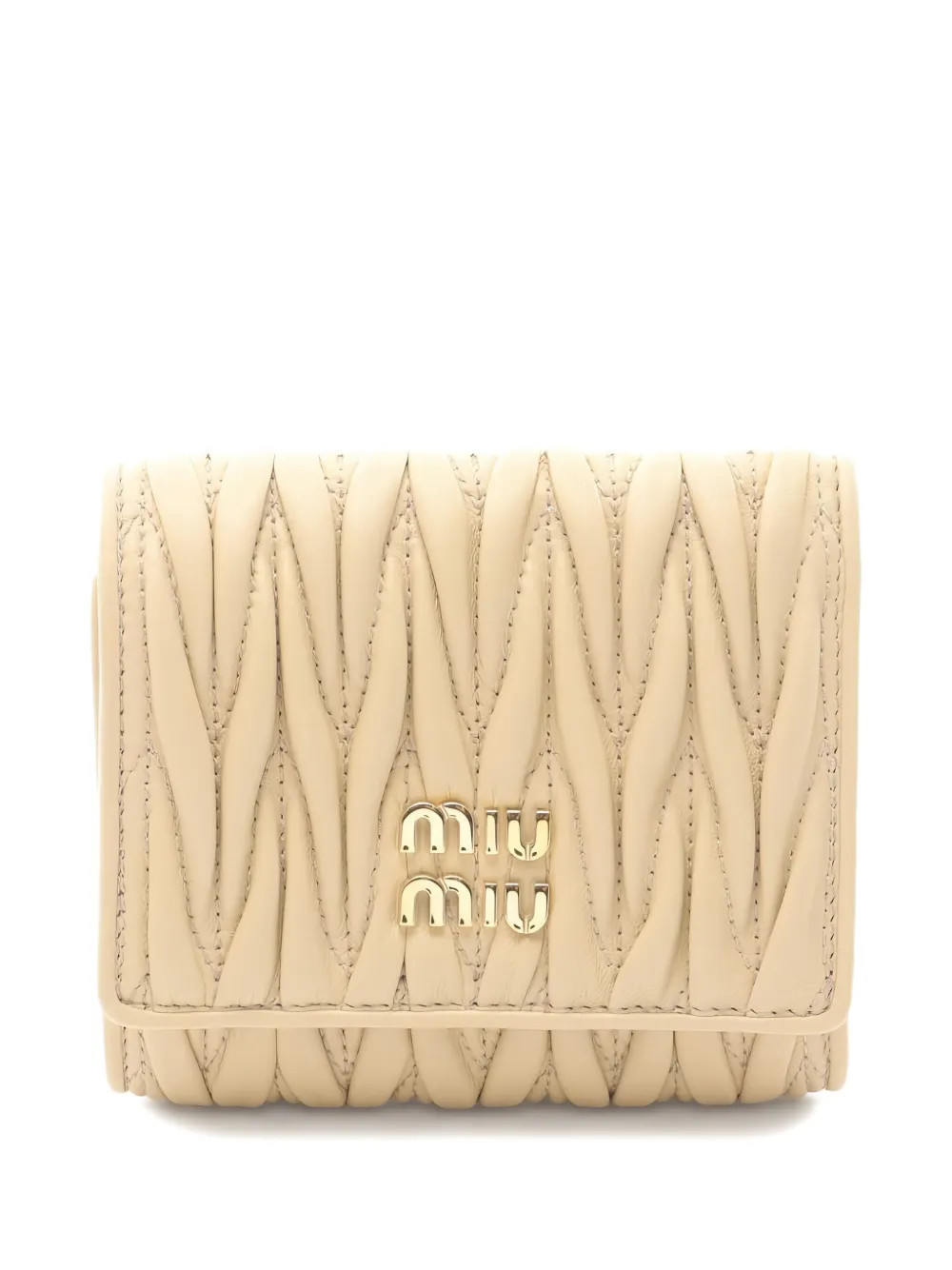 Miu Miu Pre-Owned 2010s matelassé leather tri-fold wallet - Neutrals | Farfetch Global