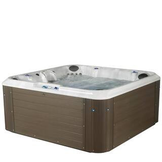 Amplified 7-Person 100-Jet 240-Volt Lounger Hot Tub with Bluetooth Stereo and 3-Pumps | The Home Depot