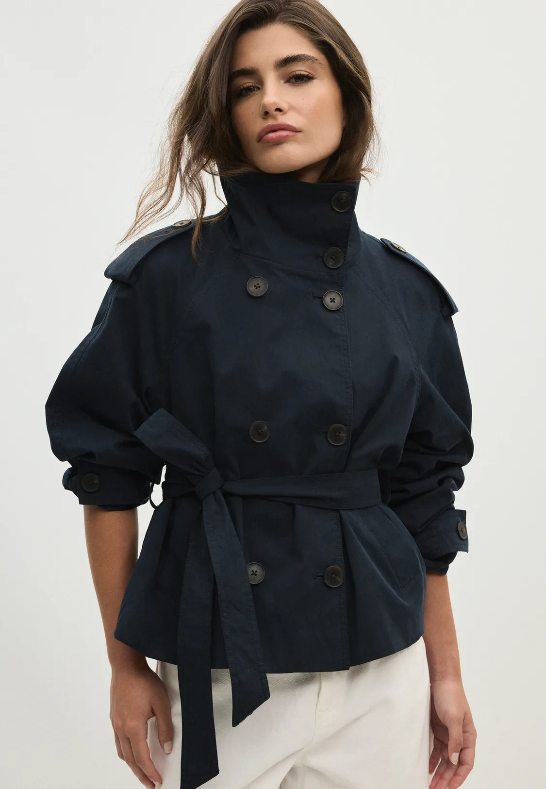 High neck trench coat with belt - Women's fashion | Stradivarius United Kingdom | Stradivarius (UK)