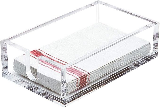 IEEK Acrylic Guest Towel Napkin Holder,Clear Bathroom Paper Hand Towels Storage Tray Modern Buffe... | Amazon (US)