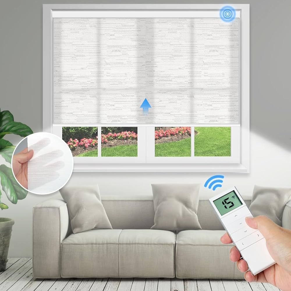 Motorized Light Filtering Roller Shades with Remote Control, Smart Blinds for Windows Work with A... | Amazon (US)