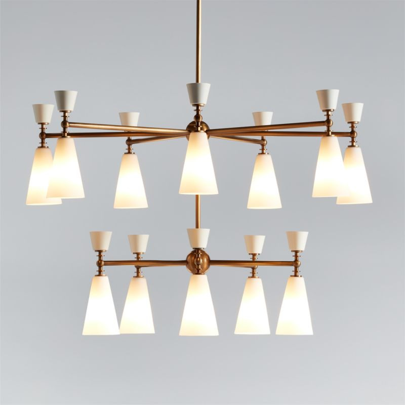 Saintes Oversized Two-Tiered Brass Mid-Century Chandelier Light | Crate & Barrel | Crate & Barrel