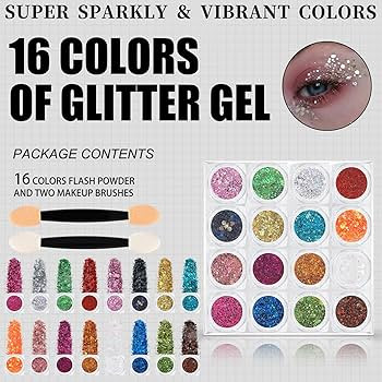 16 Colors Chunky Fine Mixed Holographic Glitter Gel Set for Face and Body Makeup Festival Party S... | Amazon (US)