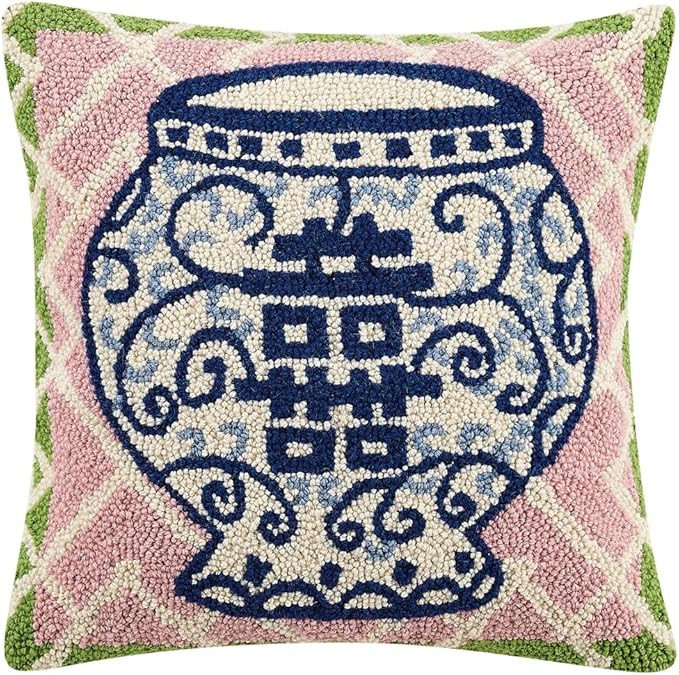 Peking Handicraft 30TG405C16SQ Double Happiness Poly Filled Hook Pillow, 16-inch Square, Wool and... | Amazon (US)