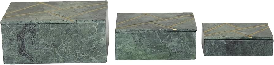 Deco 79 Marble Decorative Box Decorative Keepsake Boxes with Gold Linear Lines, Set of 3 Storage ... | Amazon (US)