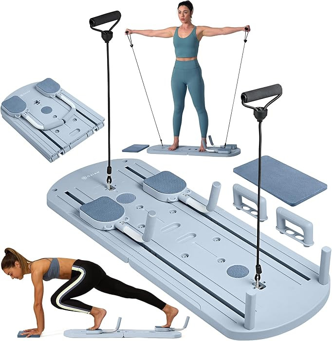 Gaiam Compact Pilates Reformer Machine (Dusty Blue) - at Home Pilates Kit with Resistance Bands, ... | Amazon (US)