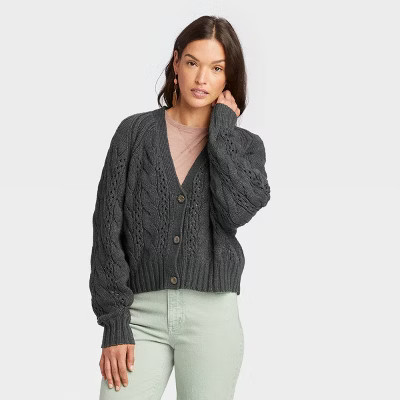 Women's Button-Front Cable Stitch Cardigan - Universal Thread™ | Target