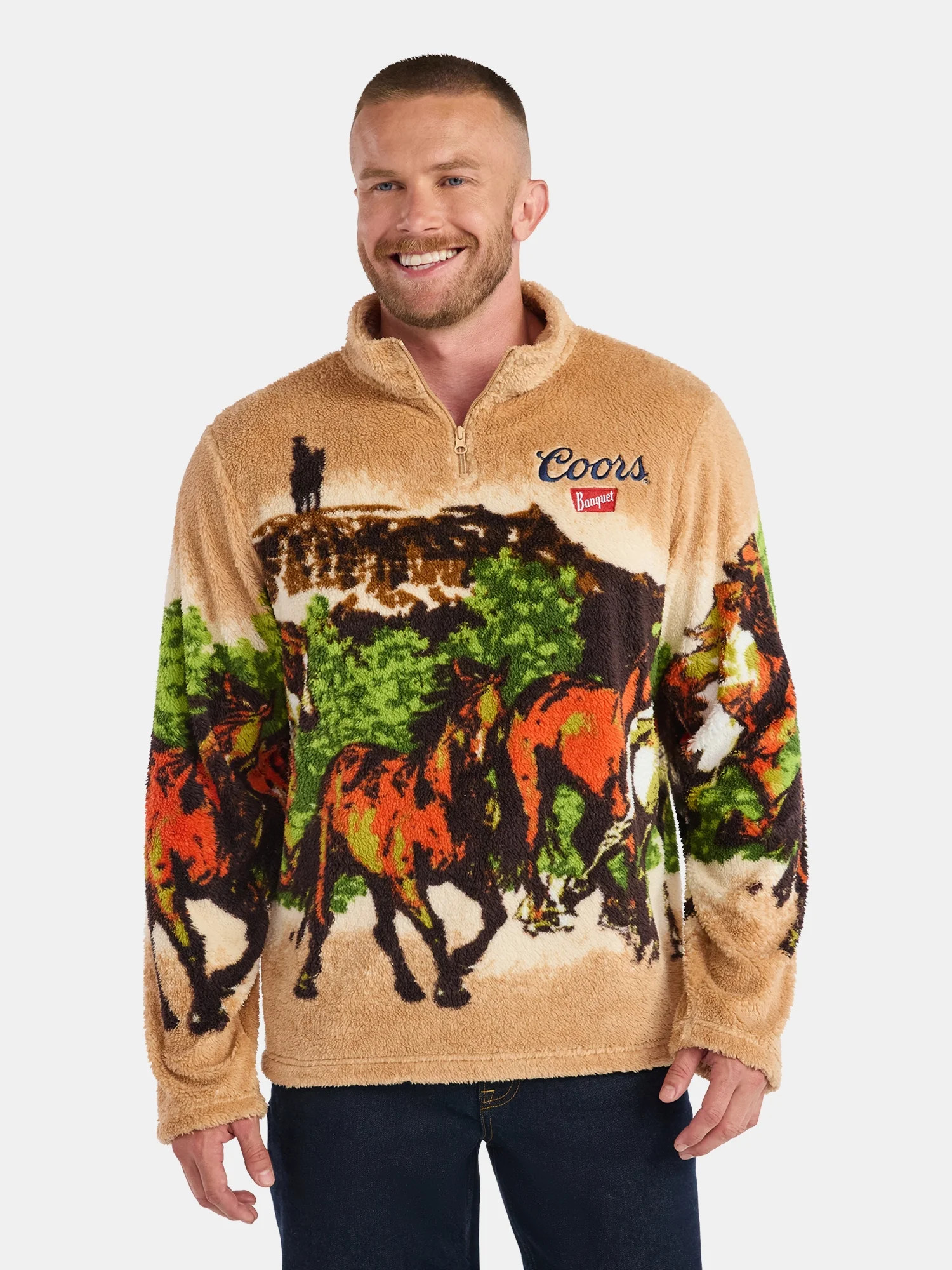 Coors Men's and Big Men's Scenic Print Fleece Quarter Zip Jacket, Sizes XS-3XL | Walmart (US)