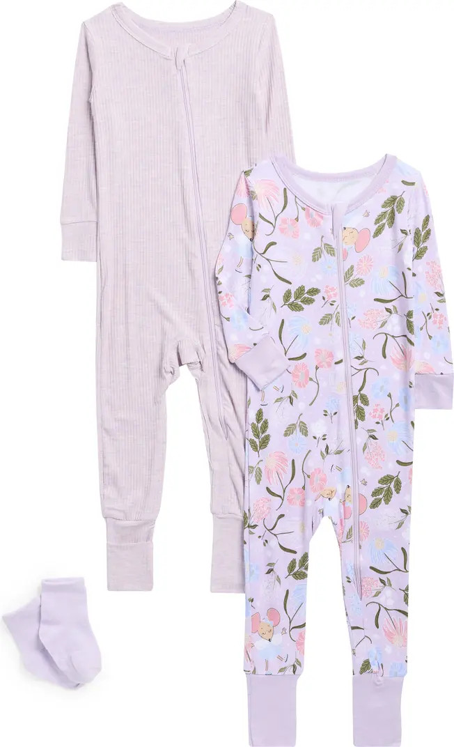 Kids' Assorted 2-Pack Print Fitted Two-Piece Pajamas & Socks Set | Nordstrom Rack