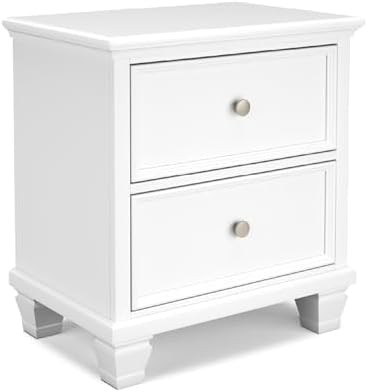 Signature Design by Ashley Fortman Traditional 2 Drawer Night Stand, White | Amazon (US)