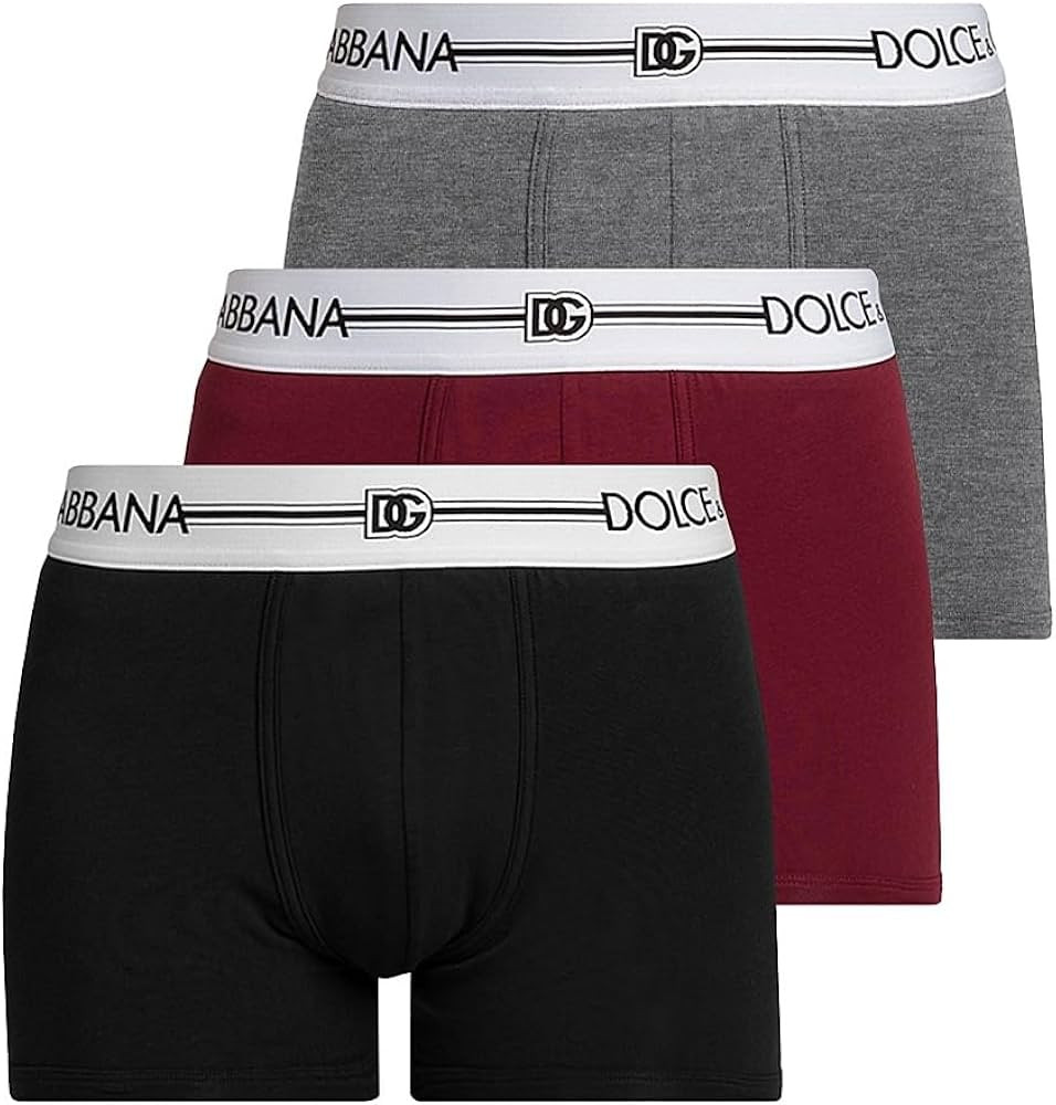 Amazon.com: Dolce&Gabbana, 3-Pack Logo Cotton-Blend Boxer Briefs, 7 (X-Large), Red Nero Gray : Am... | Amazon (US)