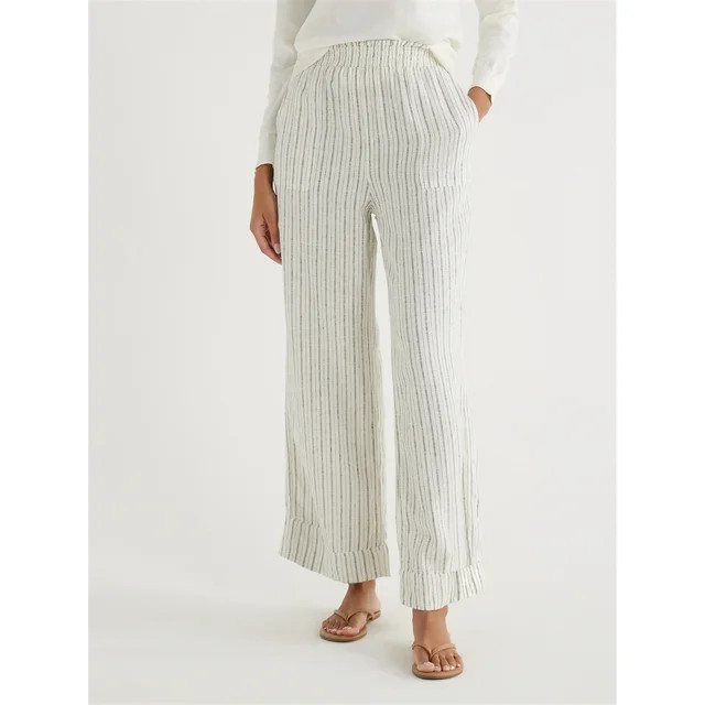 Time and Tru Women's Linen Blend Pants with Smocked Waist, 29" Inseam, Sizes XS-XXXL - Walmart.co... | Walmart (US)