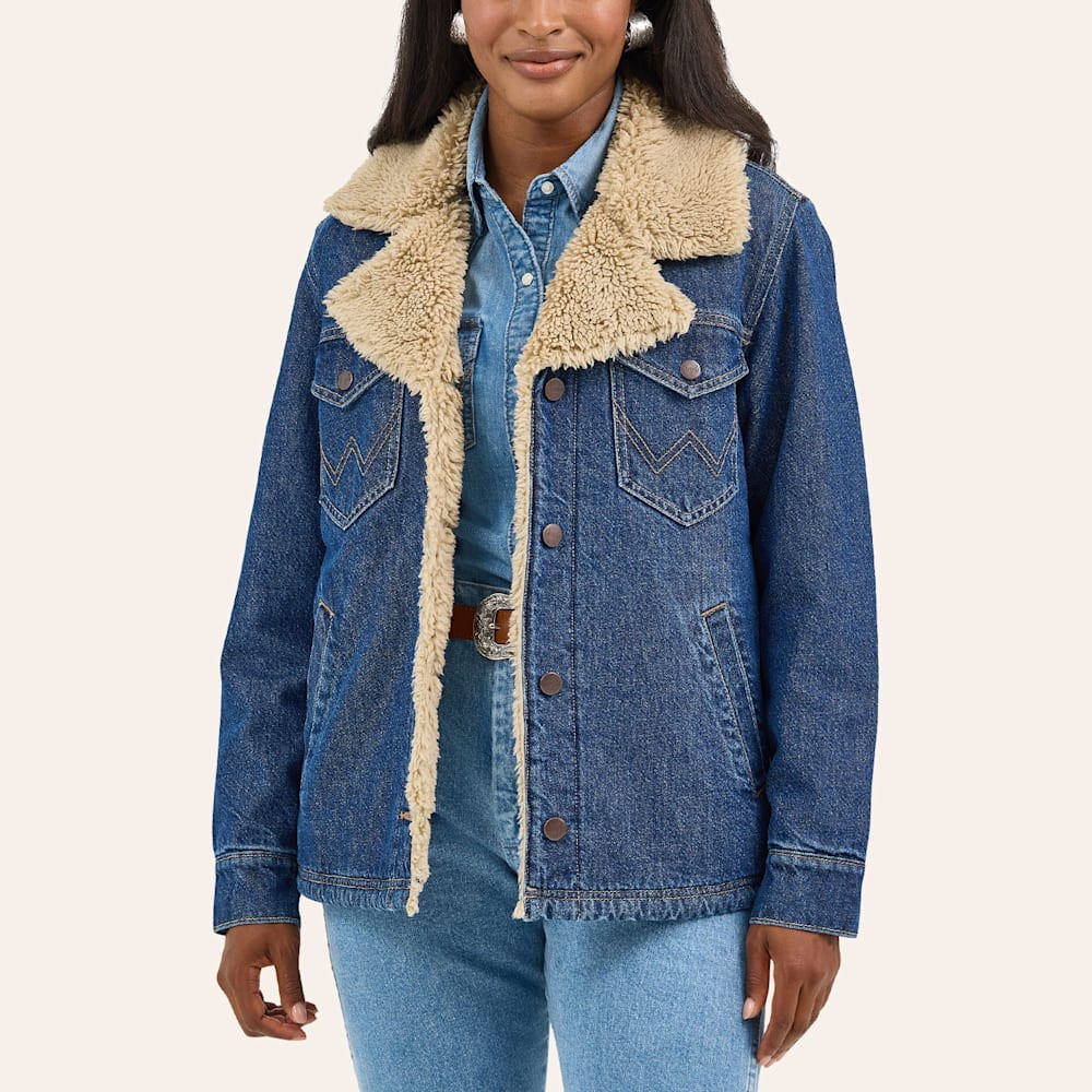 Wrangler Retro Women's Medium Wash Denim Sherpa Coat | Cavender's