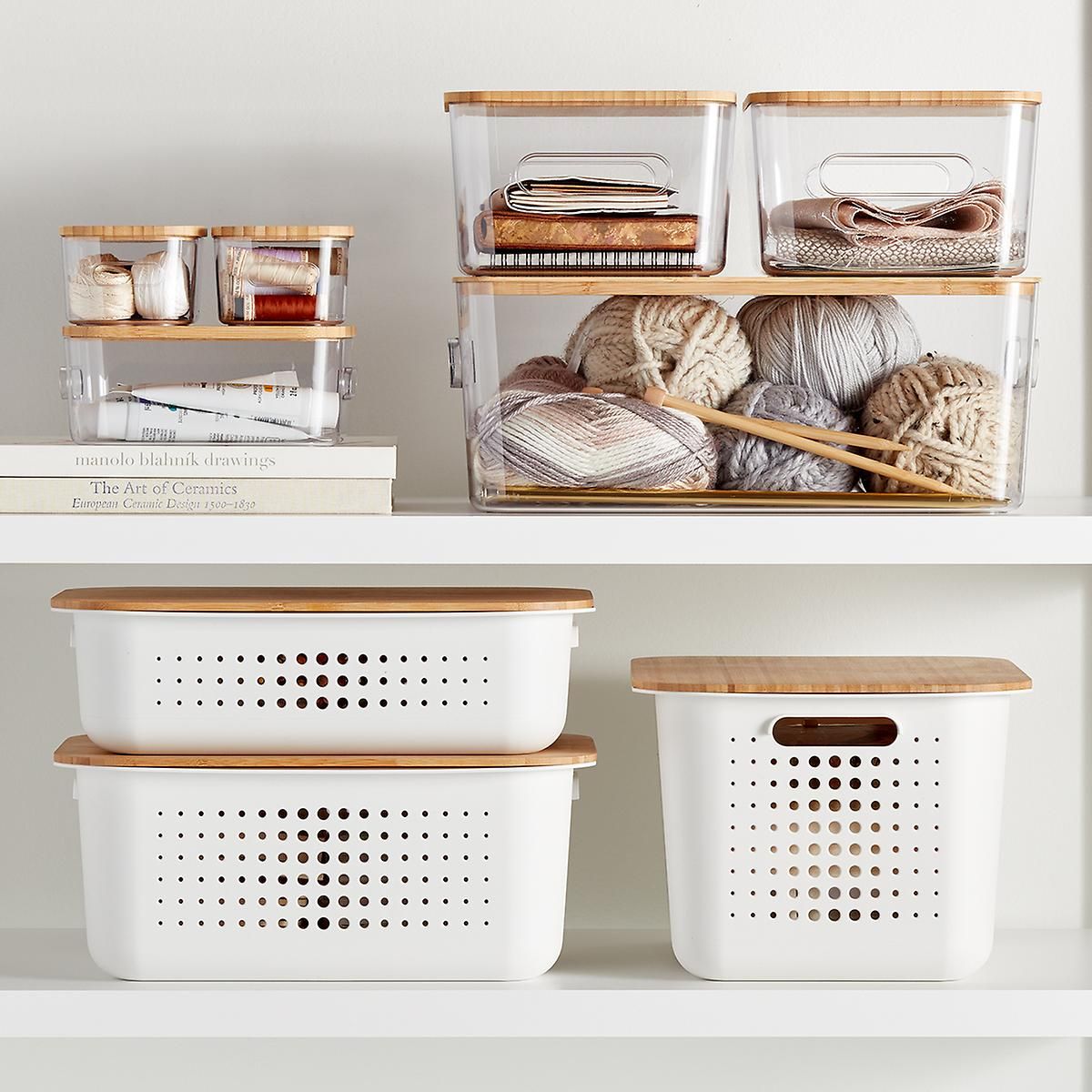 White Nordic Storage Baskets With Handles | The Container Store