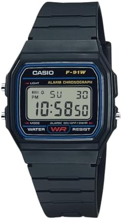 Casio F91W Series | Digital Watch | Water Resistant | LED Light | 1/100 SEC Stopwatch | Regular T... | Amazon (US)
