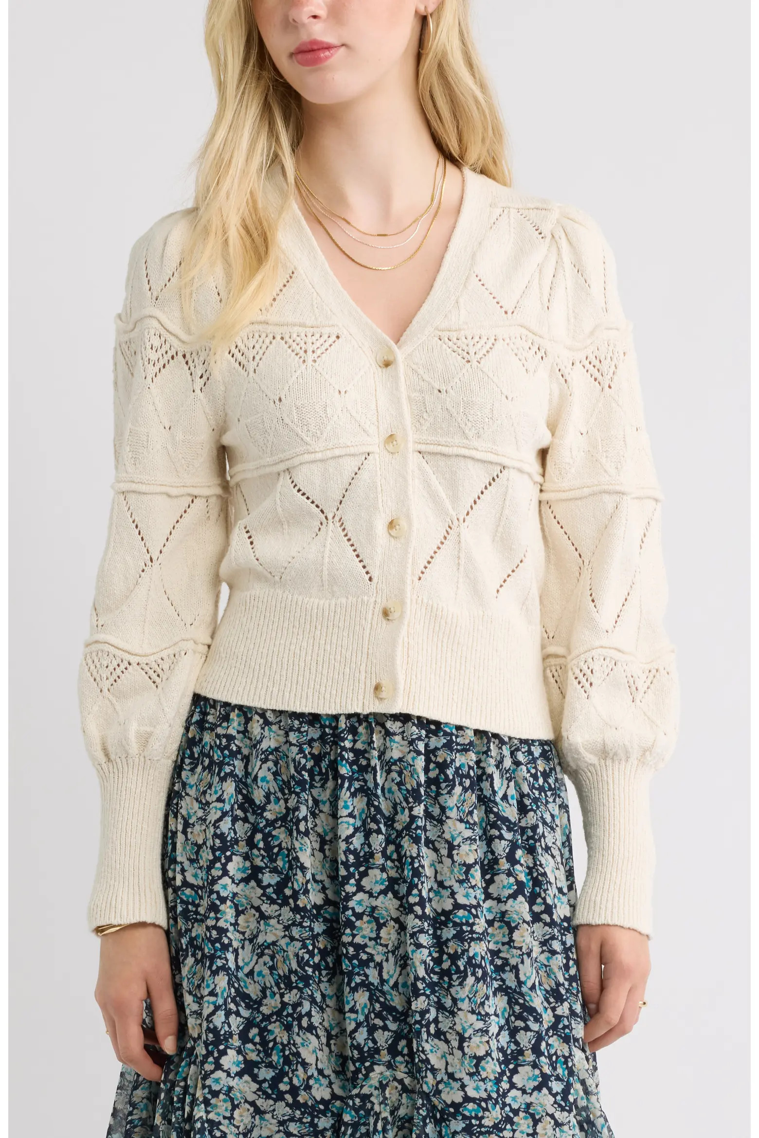 Treasure & Bond Pointelle Knit Button Front Cotton Cardigan (Women) | Nordstrom | Nordstrom
