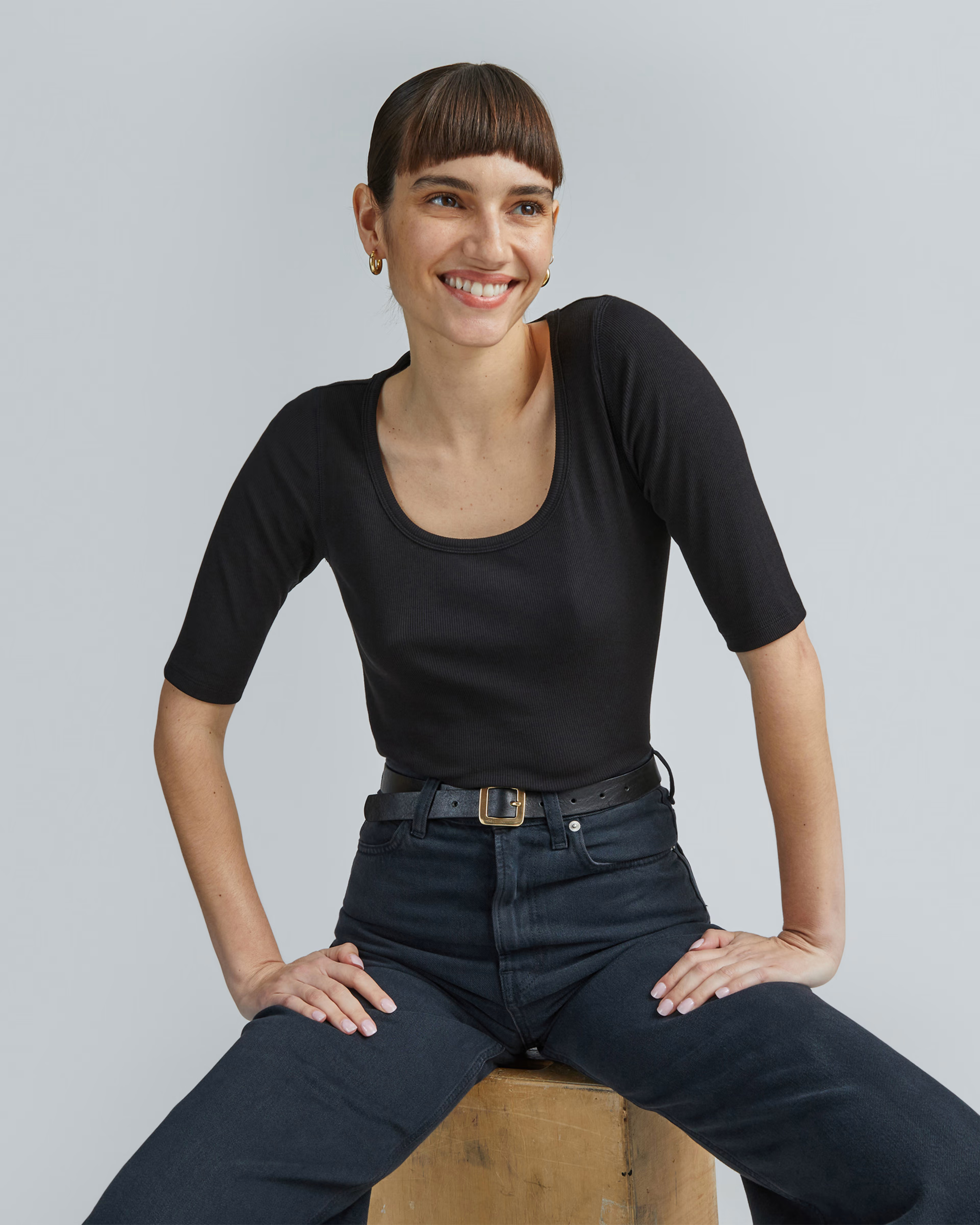 The Luxe Micro-Rib Scoop-Neck Tee | Everlane