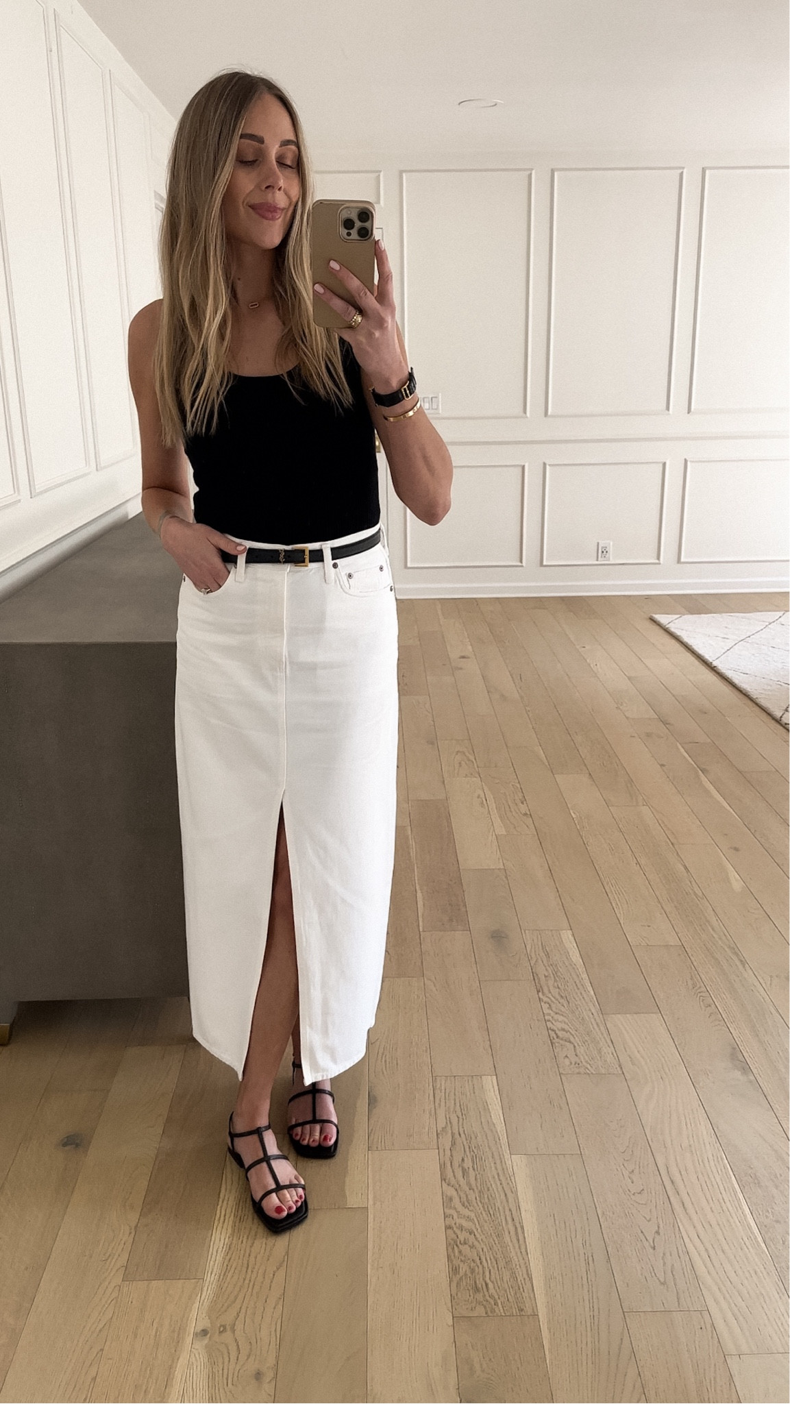 Fashion Jackson summer outfit, white maxi skirt (size down) black tank (tts) black sandals #summeroutfits #nashvilleoutfits #fashionjackson 

#LTKStyleTip #LTKOver40 #LTKSaleAlert