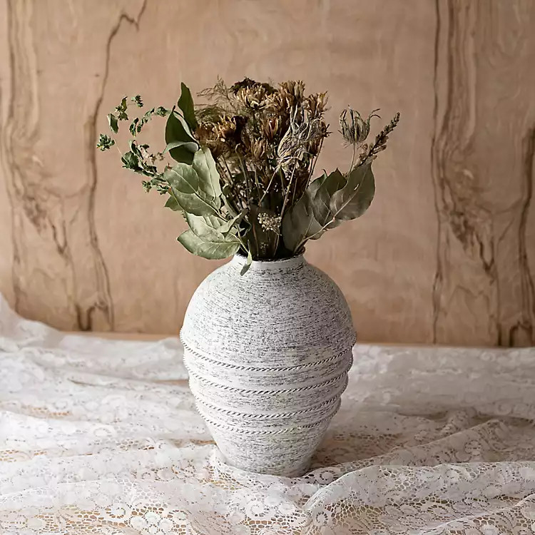 New! White Braided Stripe Metal Vase | Kirkland's Home