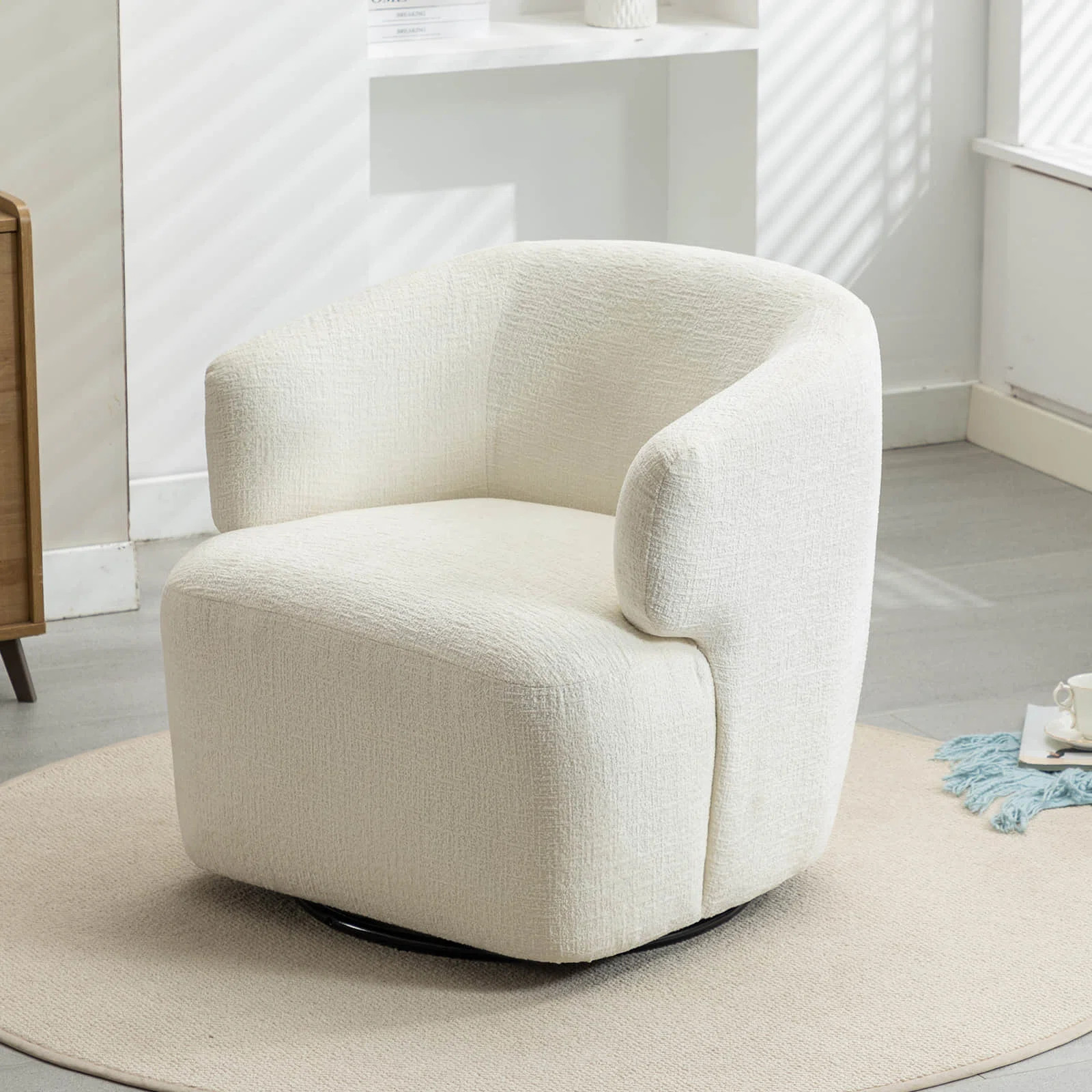 30" Wide Upholstered Swivel Barrel Accent Chair, No Assembly | Wayfair North America