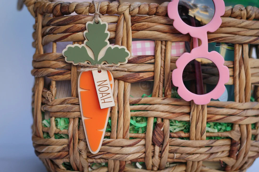 Personalized Easter Basket Tag, Carrot Easter Basket Tag, Kids Basket Tag | Etsy (US)