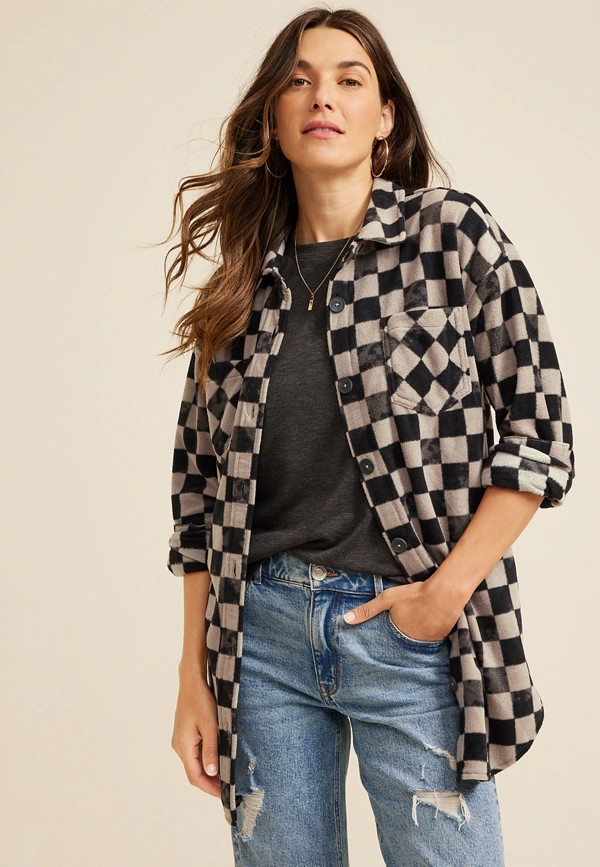Wilder Checkered Fleece Shacket | Maurices