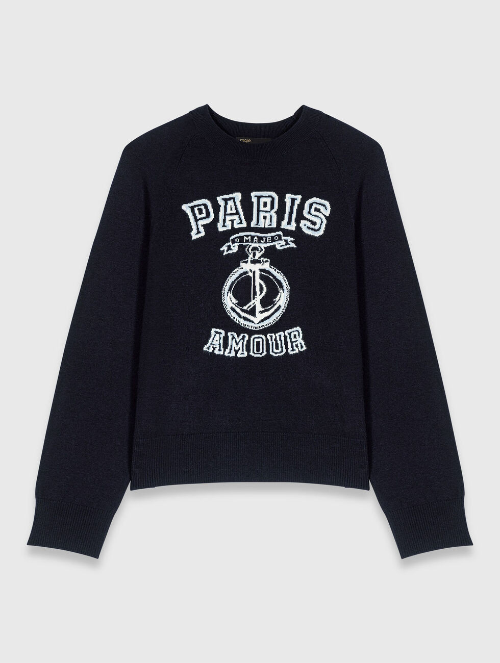 Round-neck slogan jumper Blue for Women | Maje | Maje EU