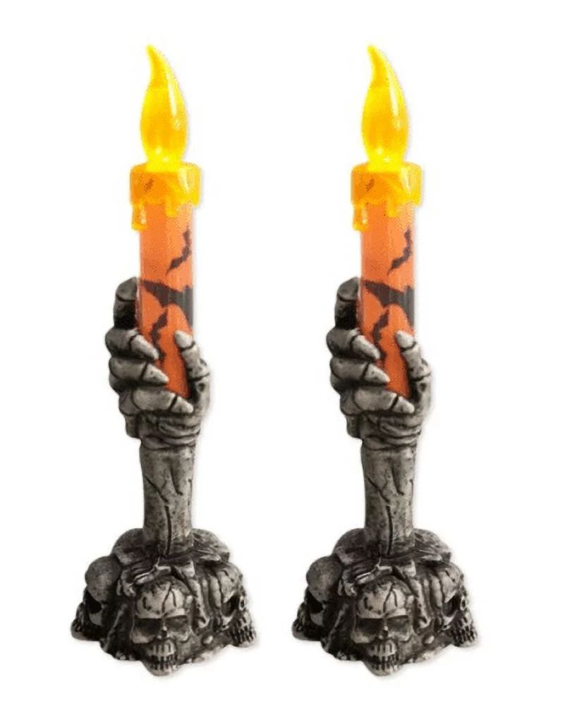 2 Pack Halloween Skeleton Hand Candle Light,Battery Operated Halloween Skull Candle Holder Light ... | Walmart (US)