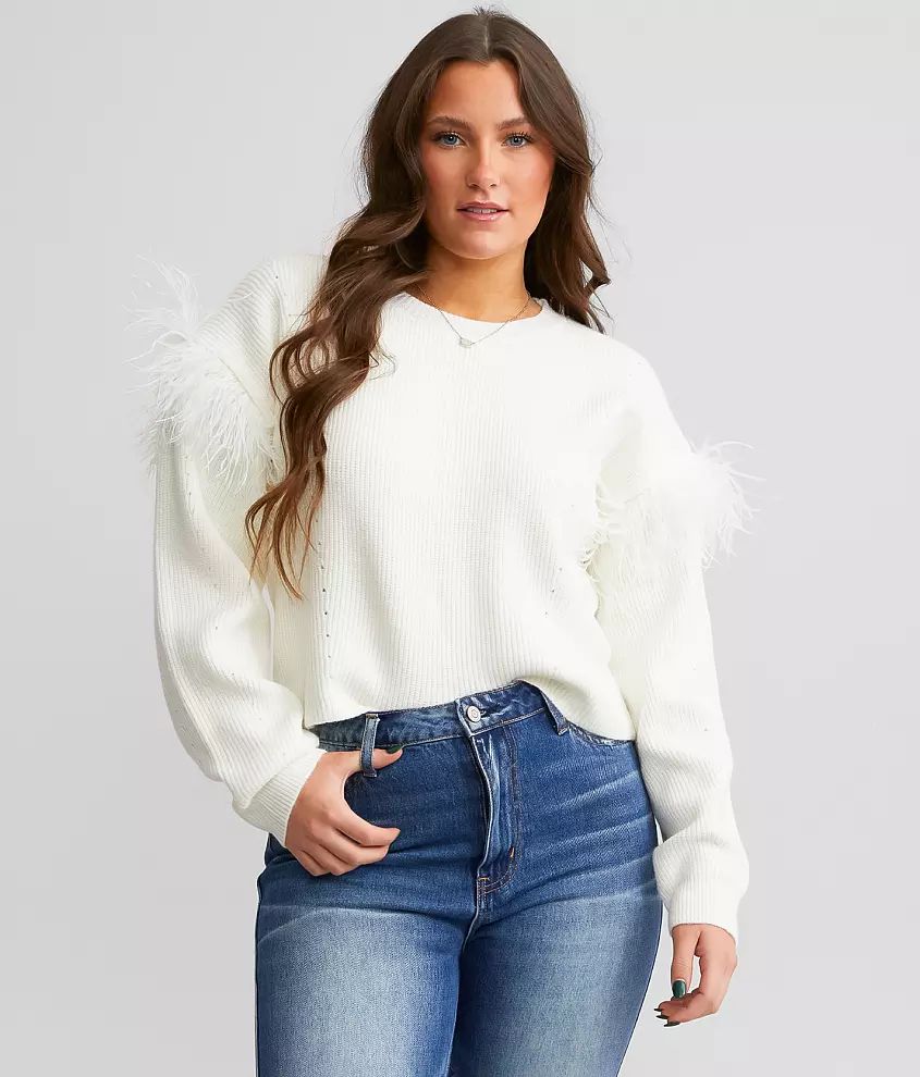 LE LIS Feather Trim Sweater | Buckle