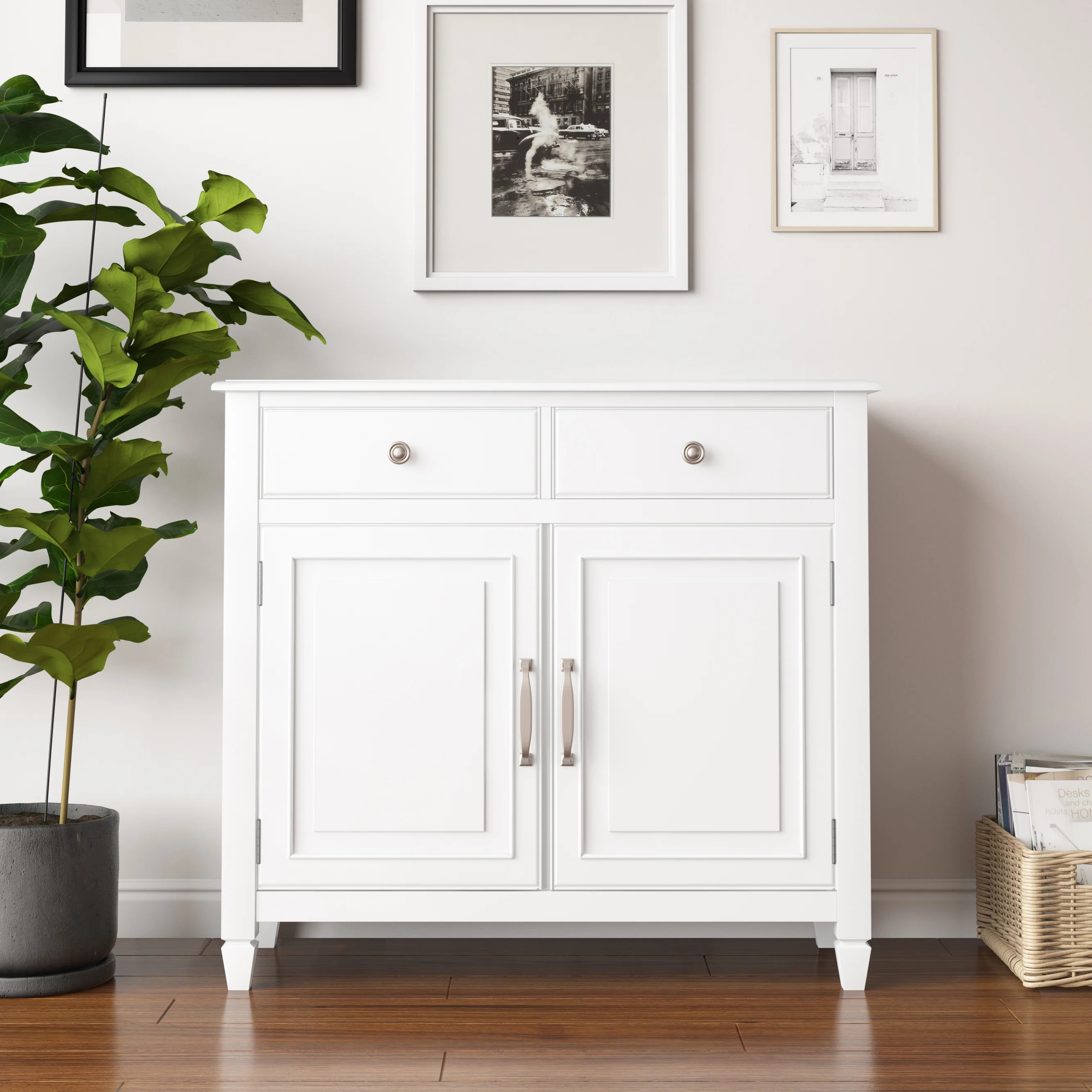 Connaught 40"W Solid Wood 2-Shelf Entryway Storage Cabinet with 2 Storage Drawers | Wayfair North America