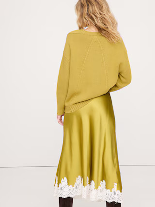 Oversized Merino-Cotton Crew-Neck Sweater | Banana Republic (US)