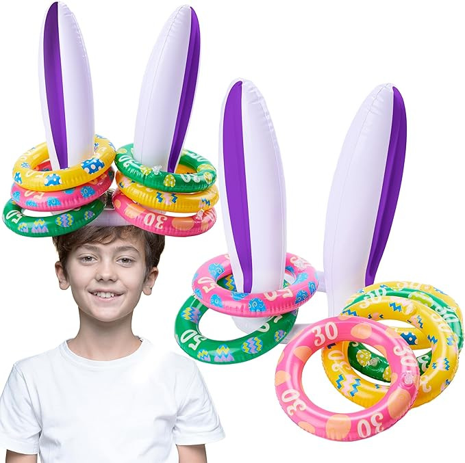 JOYIN Easter Inflatable Bunny Ears Ring Toss Game(2 Set 12 Rings), Inflatable Rabbit Toss Game, I... | Amazon (US)