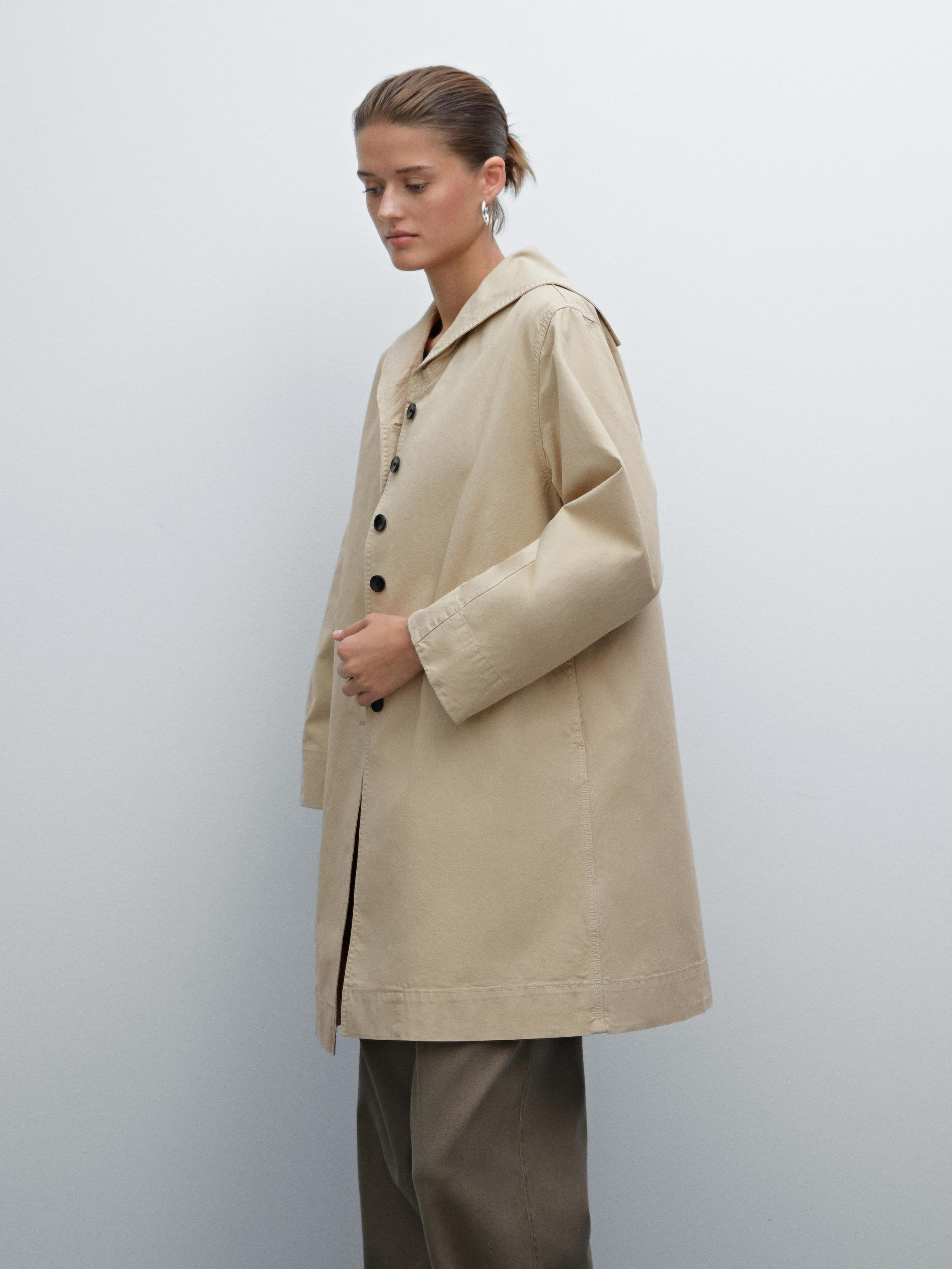 100% cotton sailor collar trench coat | Massimo Dutti US