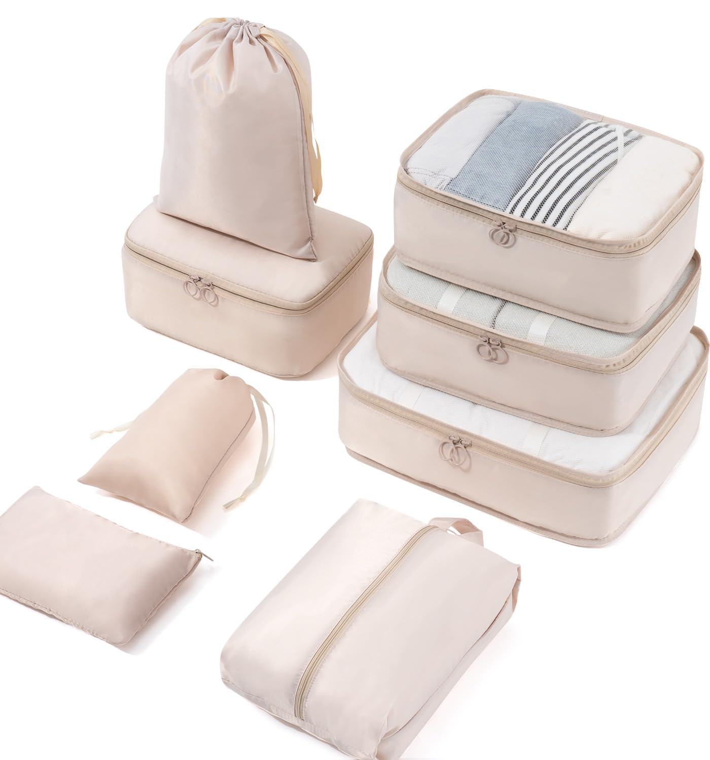 Meowoo Packing Cubes for Suitcases 8Pcs Set, Waterproof Travel Luggage Organizer with Shoes & Toi... | Amazon (UK)