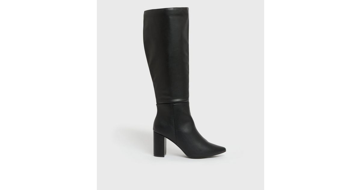 Black Knee High Pointed Block Heel Boots
						
						Add to Saved Items
						Remove from Saved ... | New Look (UK)
