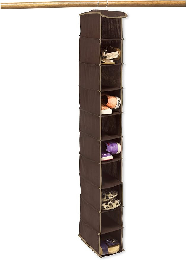 Simple Houseware 10 Shelves Hanging Shoes Organizer Holder for Closet, Brown | Amazon (US)